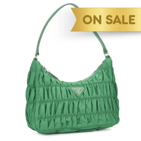 Prada Green Tessuto Nylon Gaufre Shoulder Bag