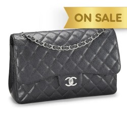 Chanel Black Quilted Caviar New Classic Flap Jumbo